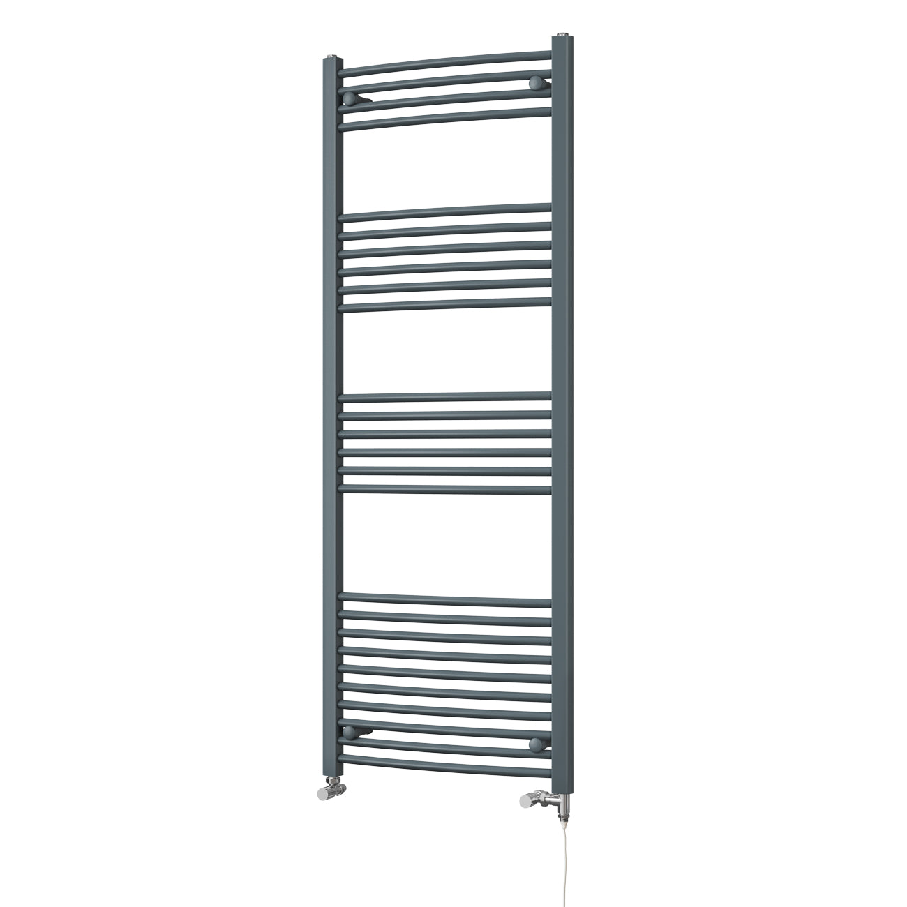 Zennor - Anthracite Dual Fuel Towel Rail H1600mm x W600mm Standard - Curved