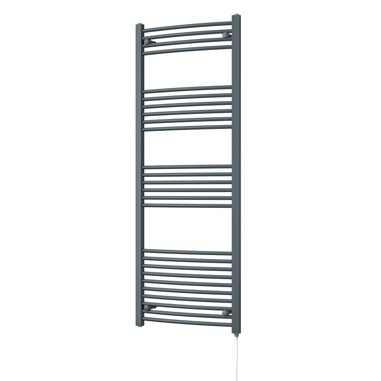 Zennor - Anthracite Electric Towel Rail H1600mm x W600mm Curved 800w Standard