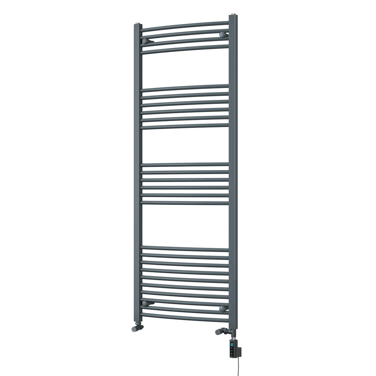 Zennor - Anthracite Dual Fuel Towel Rail H1600mm x W600mm Thermostatic WIFI - Curved