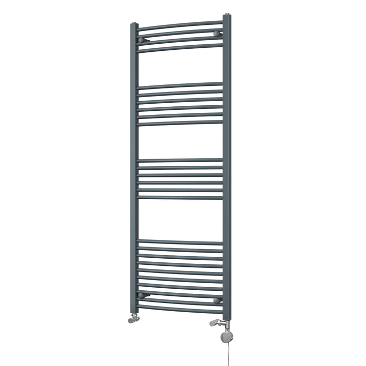 Zennor - Anthracite Dual Fuel Towel Rail H1600mm x W600mm Thermostatic - Curved