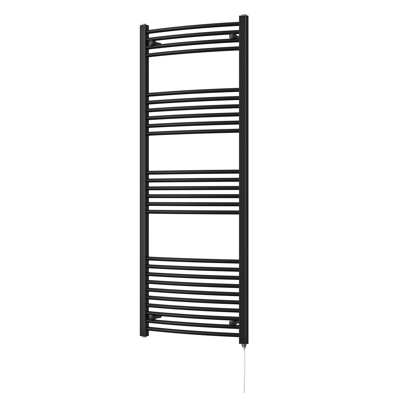 Zennor - Black Electric Towel Rail H1600mm x W600mm Curved 800w Standard