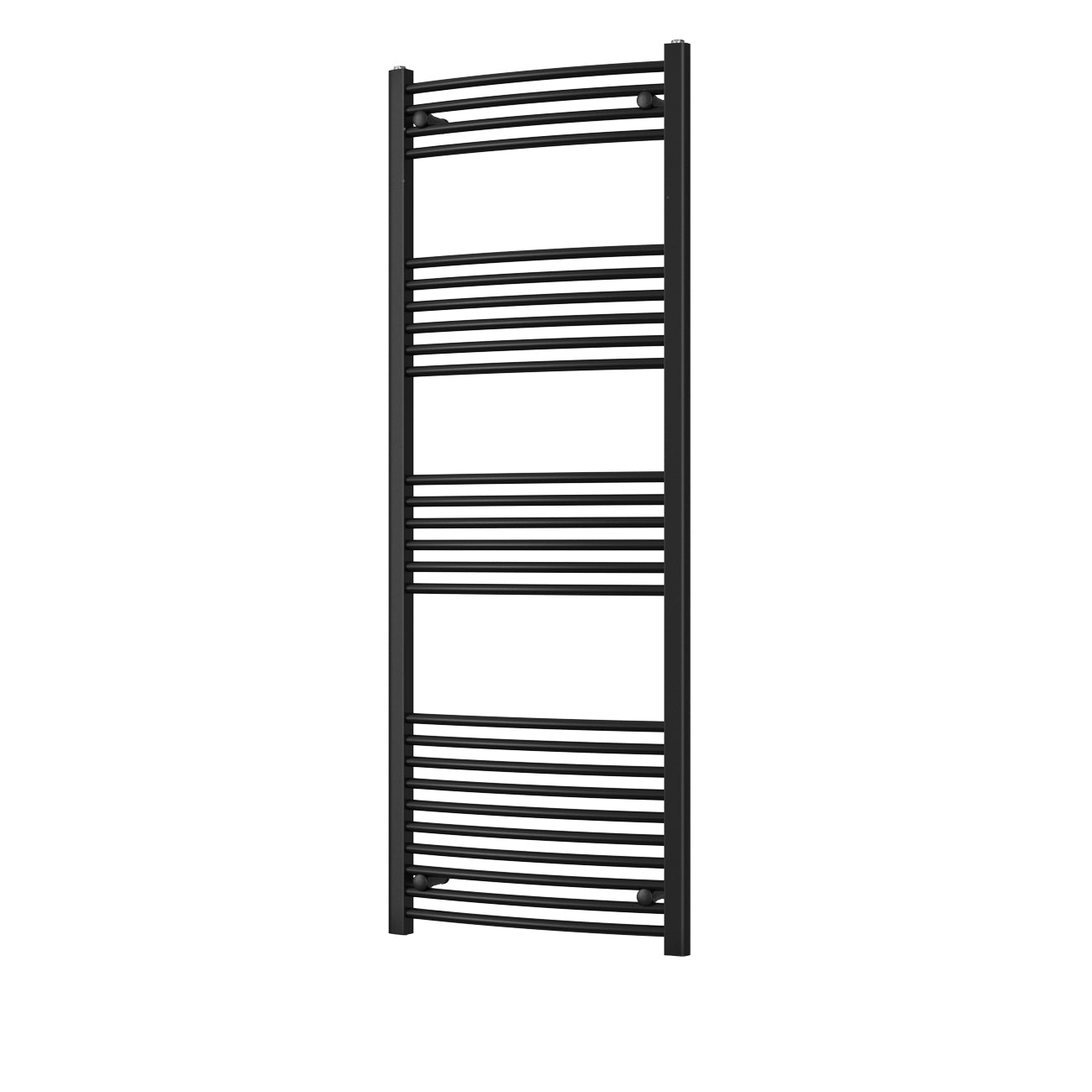 Zennor - Black Heated Towel Rail - H1600mm x W600mm - Curved