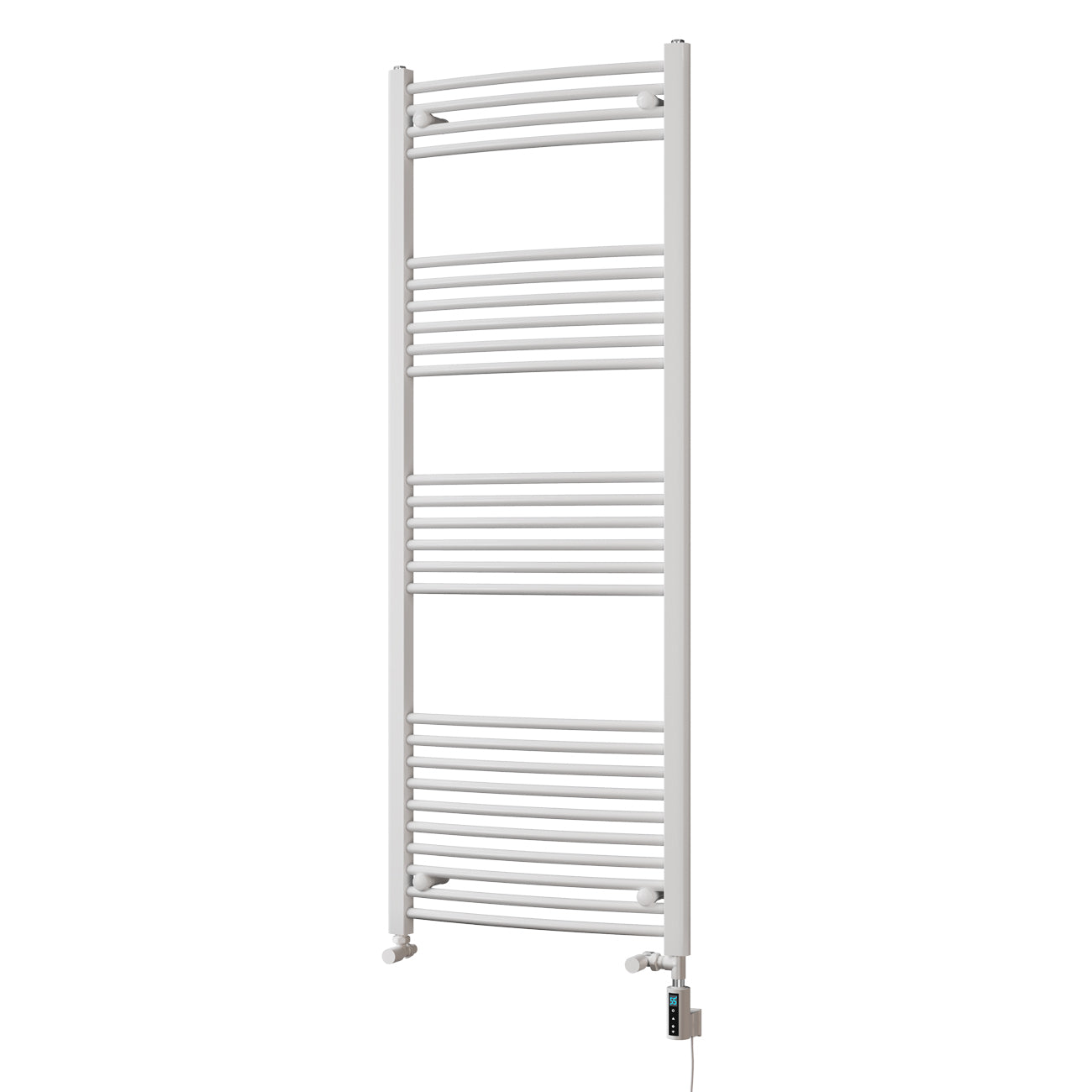 Zennor - White Dual Fuel Towel Rail H1600mm x W600mm Thermostatic WIFI - Curved