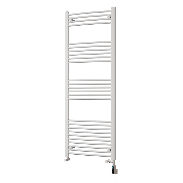 Zennor - White Dual Fuel Towel Rail H1600mm x W600mm Thermostatic WIFI - Curved