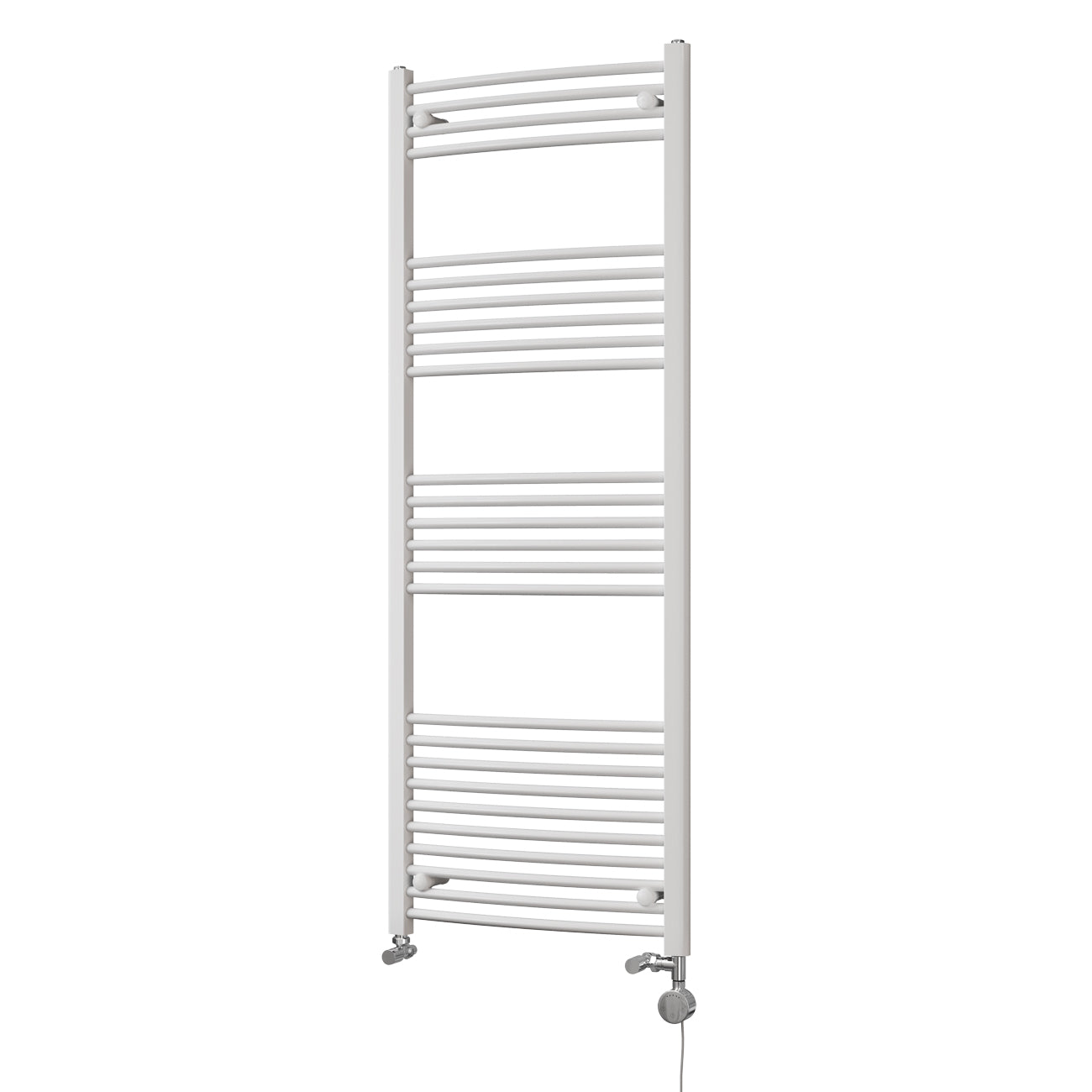 Zennor - White Dual Fuel Towel Rail H1600mm x W600mm Thermostatic - Curved
