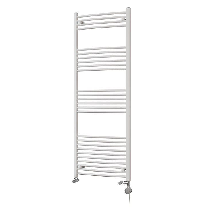 Zennor - White Dual Fuel Towel Rail H1600mm x W600mm Thermostatic - Curved