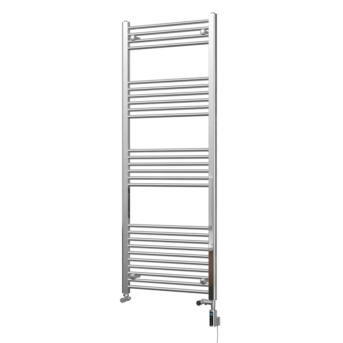 Zennor - Chrome Dual Fuel Towel Rail H1600mm x W600mm Thermostatic WIFI - Straight