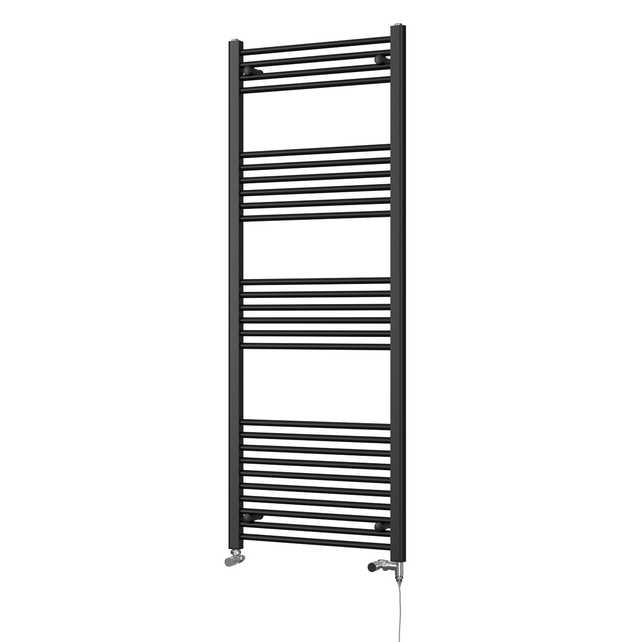 Zennor - Black Dual Fuel Towel Rail H1600mm x W600mm Standard - Straight