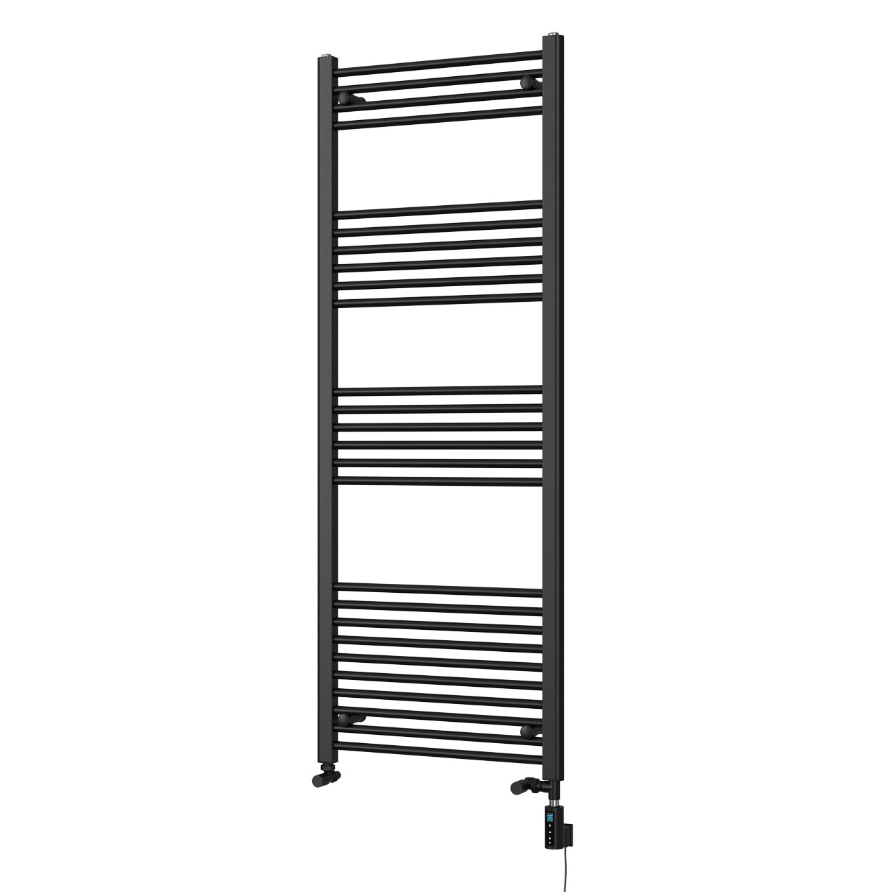 Zennor - Black Dual Fuel Towel Rail H1600mm x W600mm Thermostatic WIFI - Straight