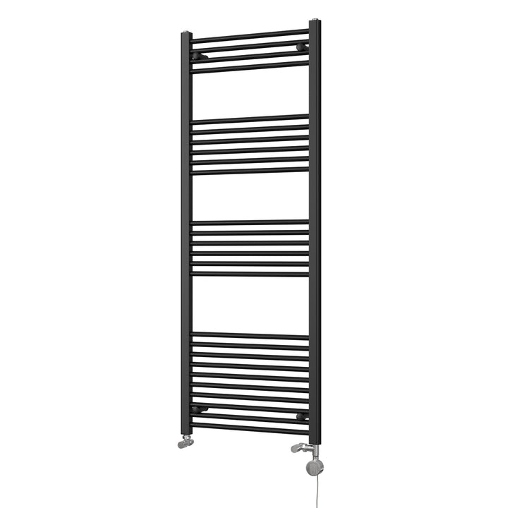 Zennor - Black Dual Fuel Towel Rail H1600mm x W600mm Thermostatic - Straight