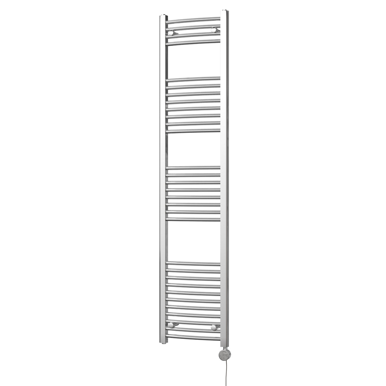 Zennor - Chrome Electric Towel Rail H1800mm x W400mm Curved 300w Thermostatic
