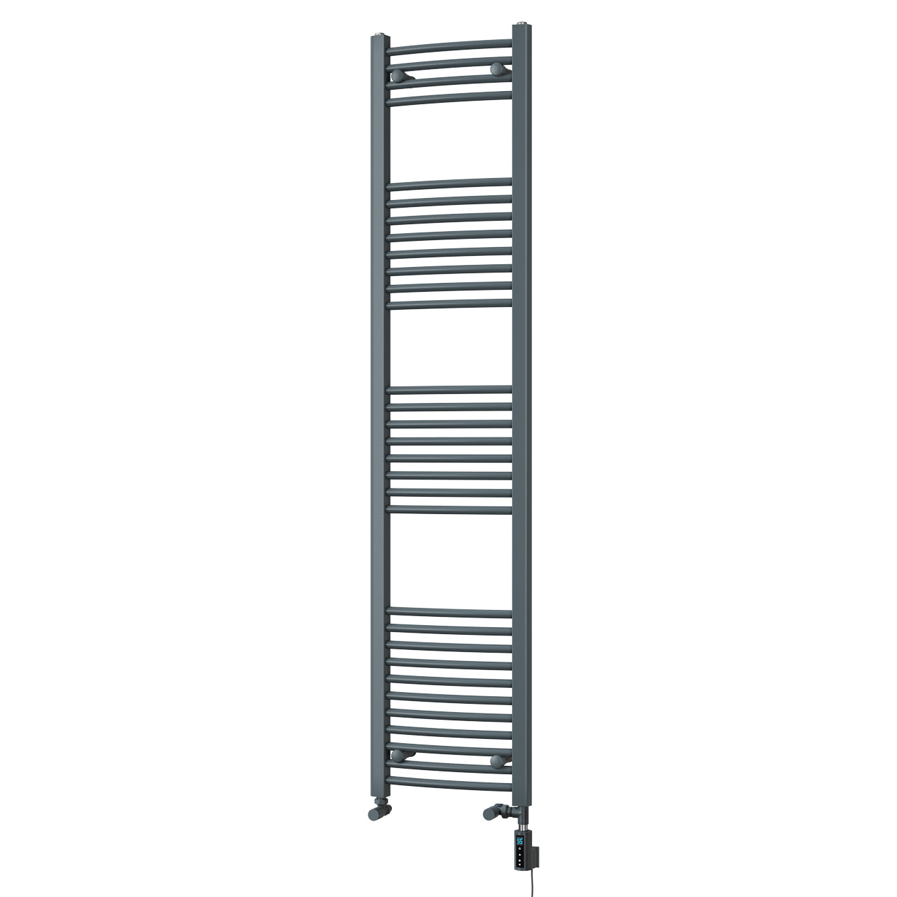 Zennor - Anthracite Dual Fuel Towel Rail H1800mm x W400mm Thermostatic WIFI - Curved