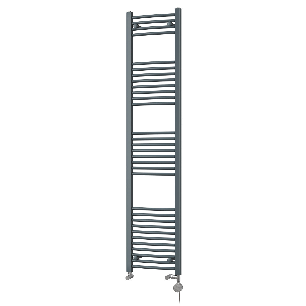 Zennor - Anthracite Dual Fuel Towel Rail H1800mm x W400mm Thermostatic - Curved