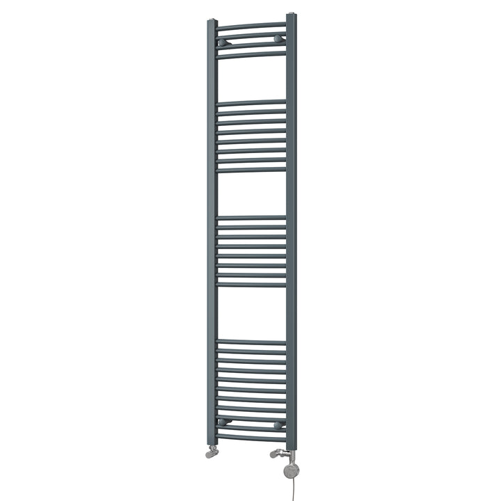 Zennor - Anthracite Dual Fuel Towel Rail H1800mm x W400mm Thermostatic - Curved