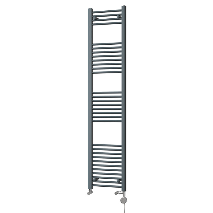 Zennor - Anthracite Dual Fuel Towel Rail H1800mm x W400mm Thermostatic - Straight