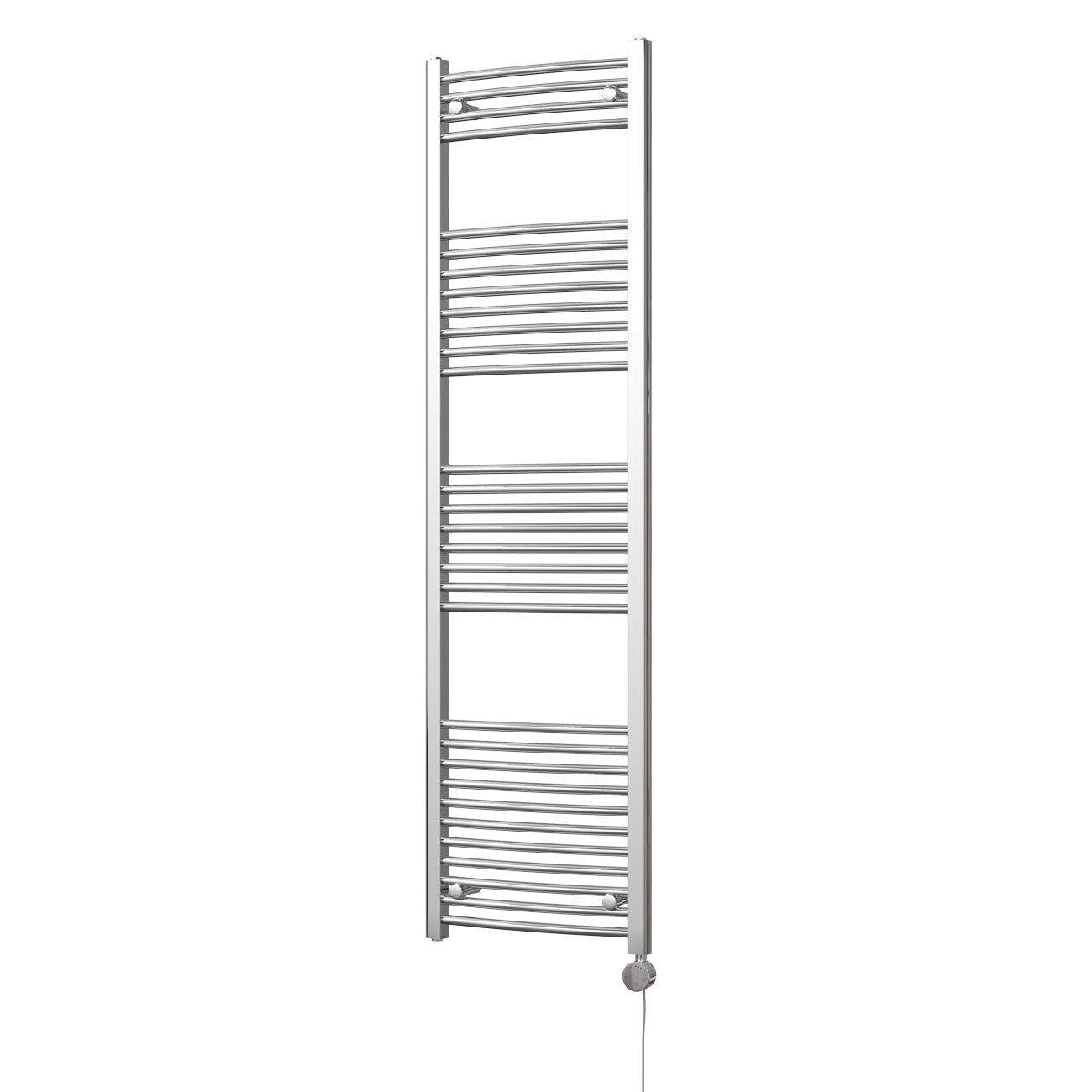 Zennor - Chrome Electric Towel Rail H1800mm x W500mm Curved 600w Thermostatic