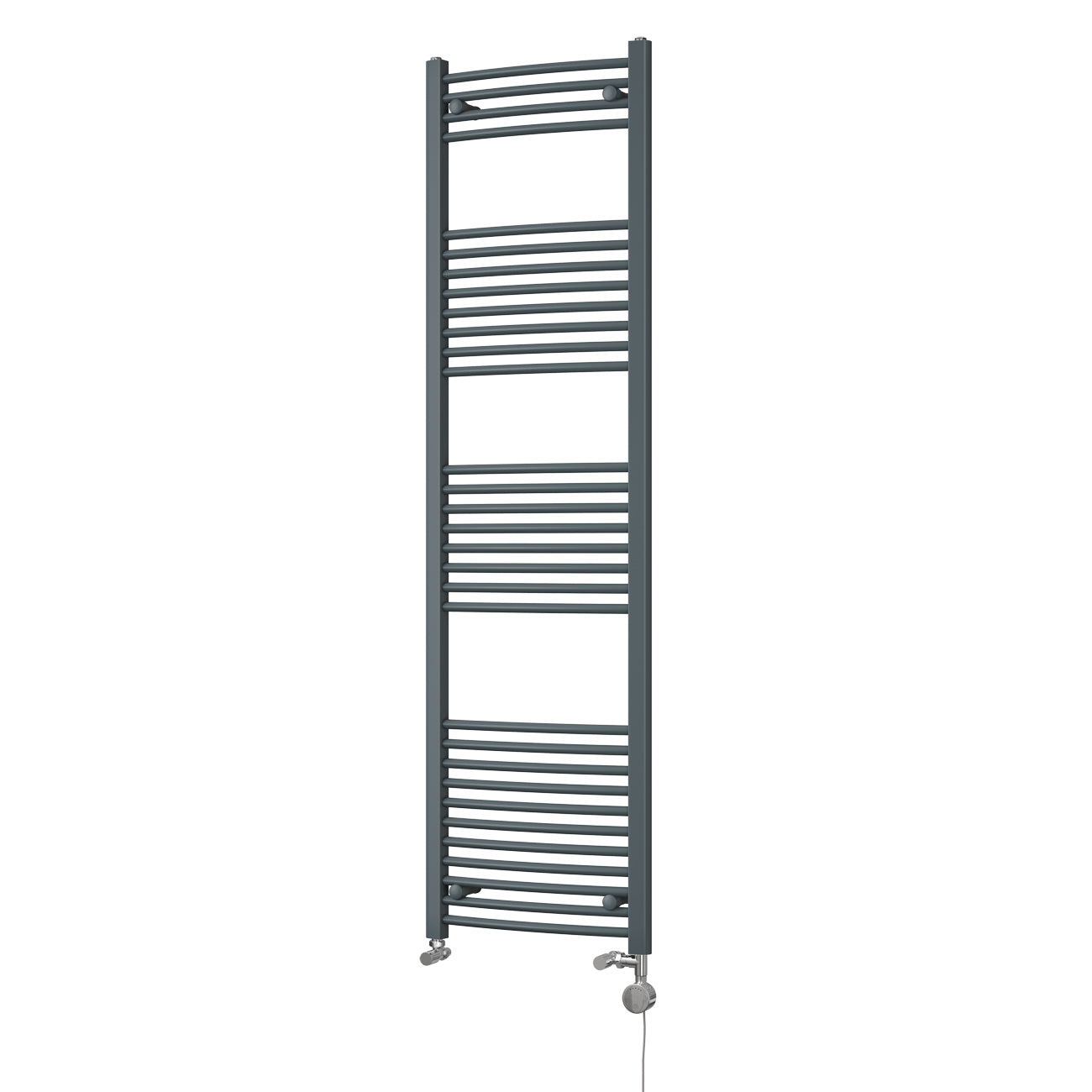Zennor - Anthracite Dual Fuel Towel Rail H1800mm x W500mm Thermostatic - Curved