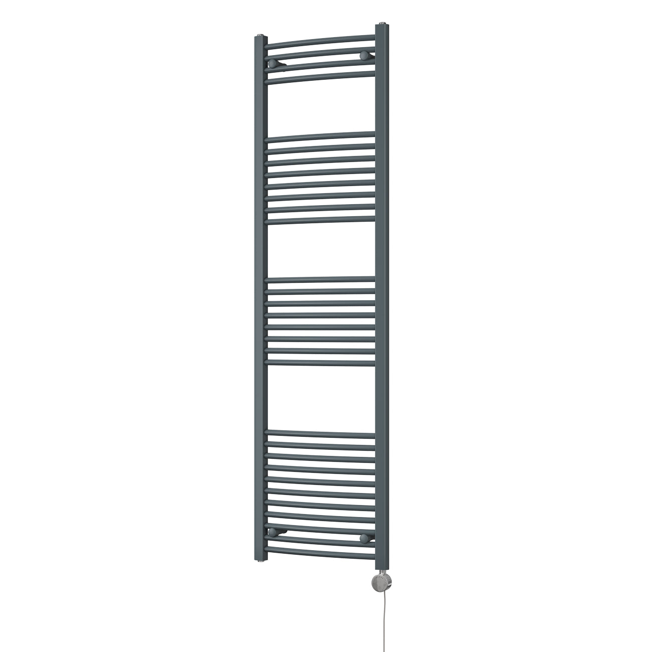 Zennor - Anthracite Electric Towel Rail H1800mm x W500mm Curved 700w Thermostatic