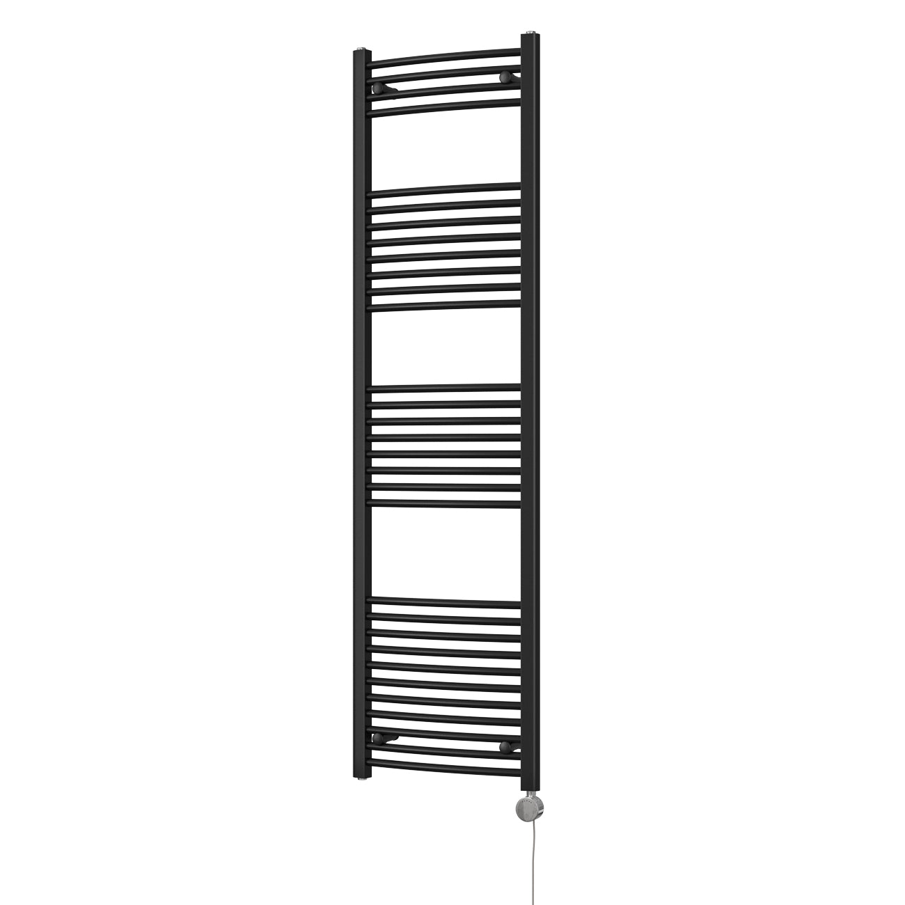 Zennor - Black Electric Towel Rail H1800mm x W500mm Curved 700w Thermostatic