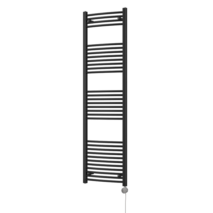 Zennor - Black Electric Towel Rail H1800mm x W500mm Curved 700w Thermostatic