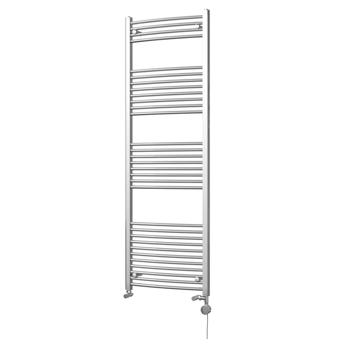 Zennor - Chrome Dual Fuel Towel Rail H1800mm x W600mm Thermostatic - Curved