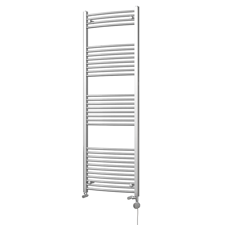 Zennor - Chrome Dual Fuel Towel Rail H1800mm x W600mm Thermostatic - Curved