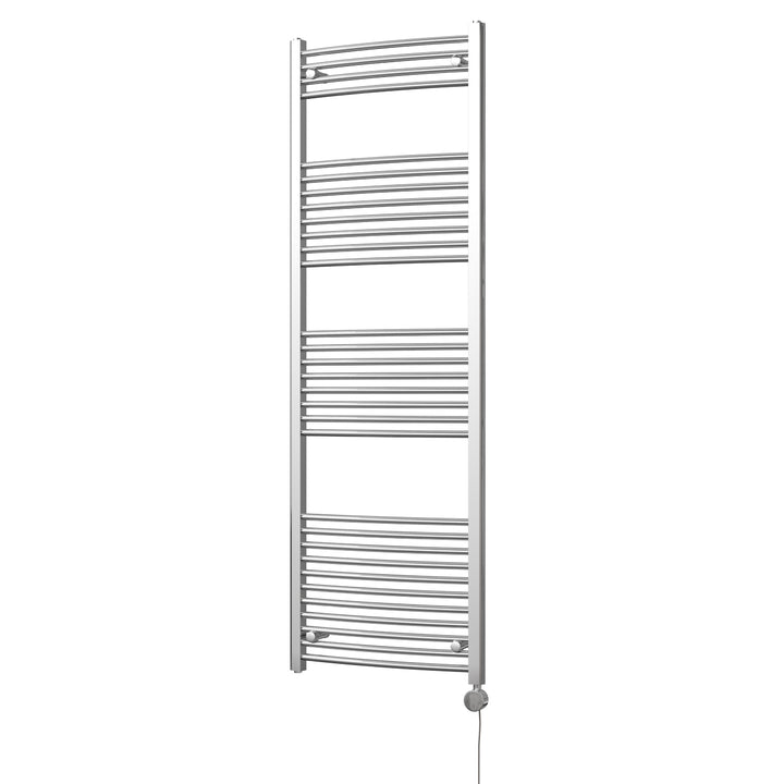 Zennor - Chrome Electric Towel Rail H1800mm x W600mm Curved 600w Thermostatic