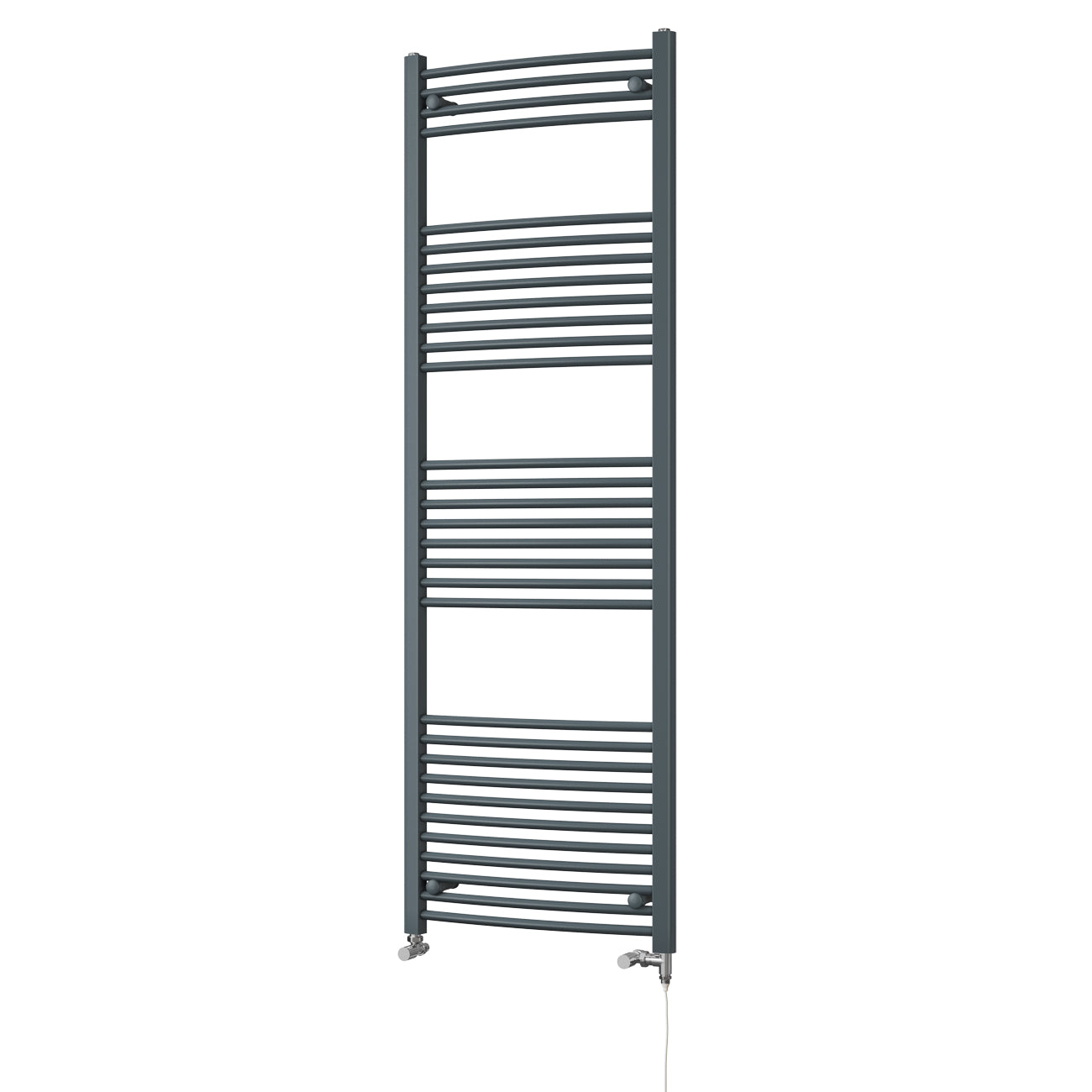 Zennor - Anthracite Dual Fuel Towel Rail H1800mm x W600mm Standard - Curved
