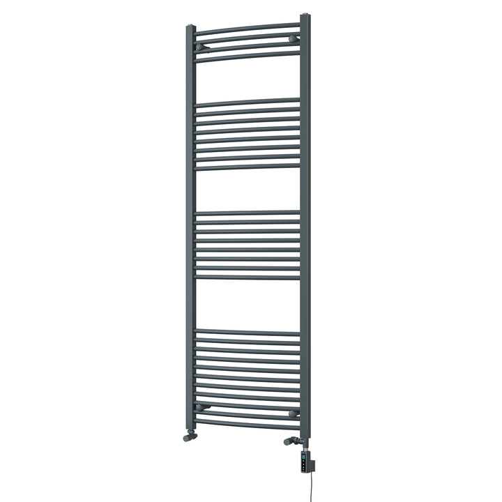 Zennor - Anthracite Dual Fuel Towel Rail H1800mm x W600mm Thermostatic WIFI - Curved