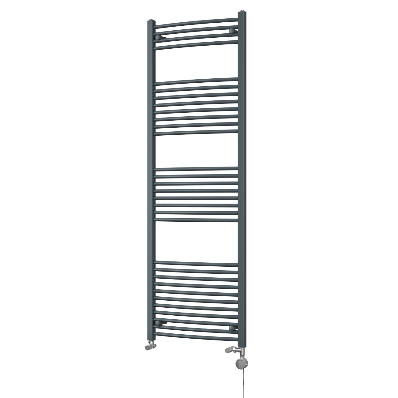 Zennor - Anthracite Dual Fuel Towel Rail H1800mm x W600mm Thermostatic - Curved
