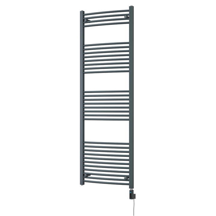 Zennor - Anthracite Electric Towel Rail H1800mm x W600mm Curved 900w Thermostatic WIFI