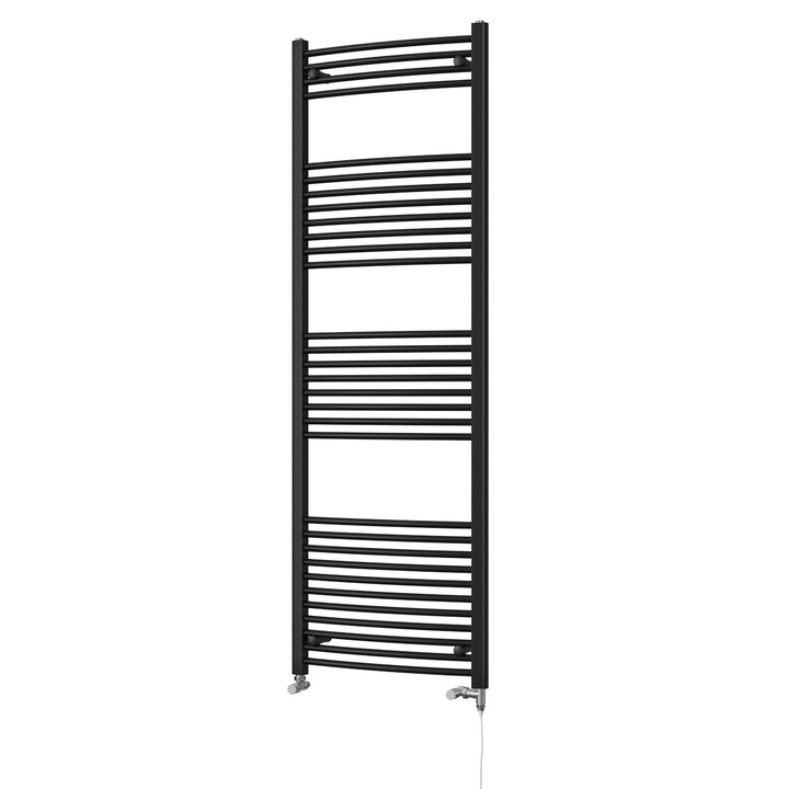 Zennor - Black Dual Fuel Towel Rail H1800mm x W600mm Standard - Curved