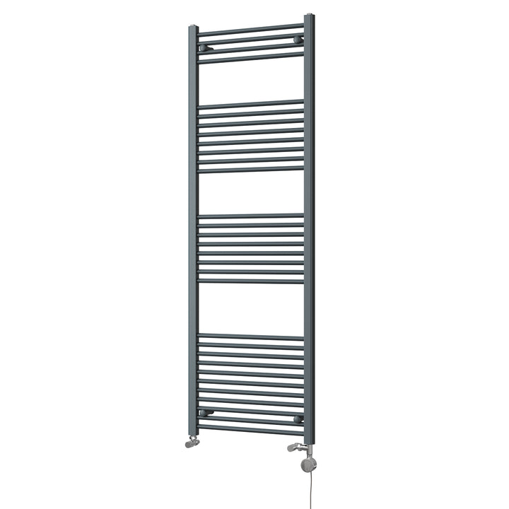 Zennor - Anthracite Dual Fuel Towel Rail H1800mm x W600mm Thermostatic - Straight
