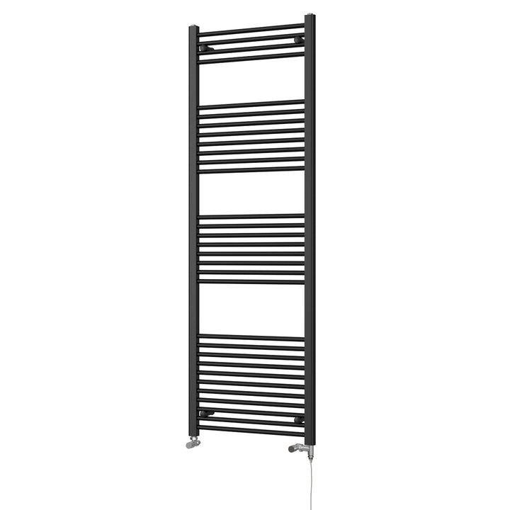 Zennor - Black Dual Fuel Towel Rail H1800mm x W600mm Standard - Straight