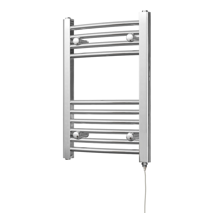 Zennor - Chrome Electric Towel Rail H600mm x W400mm Curved 150w Standard