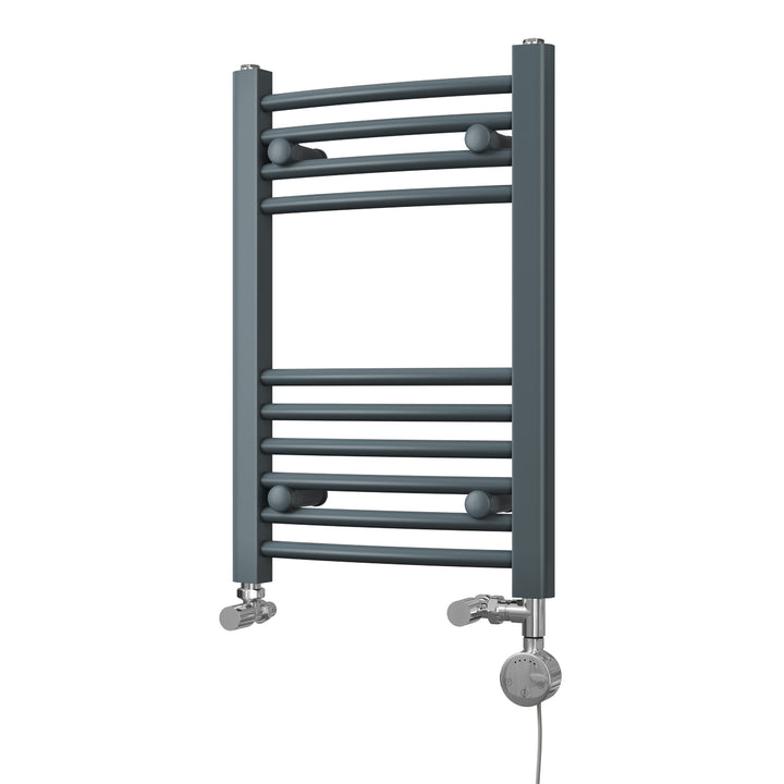 Zennor - Anthracite Dual Fuel Towel Rail H600mm x W400mm Thermostatic - Curved