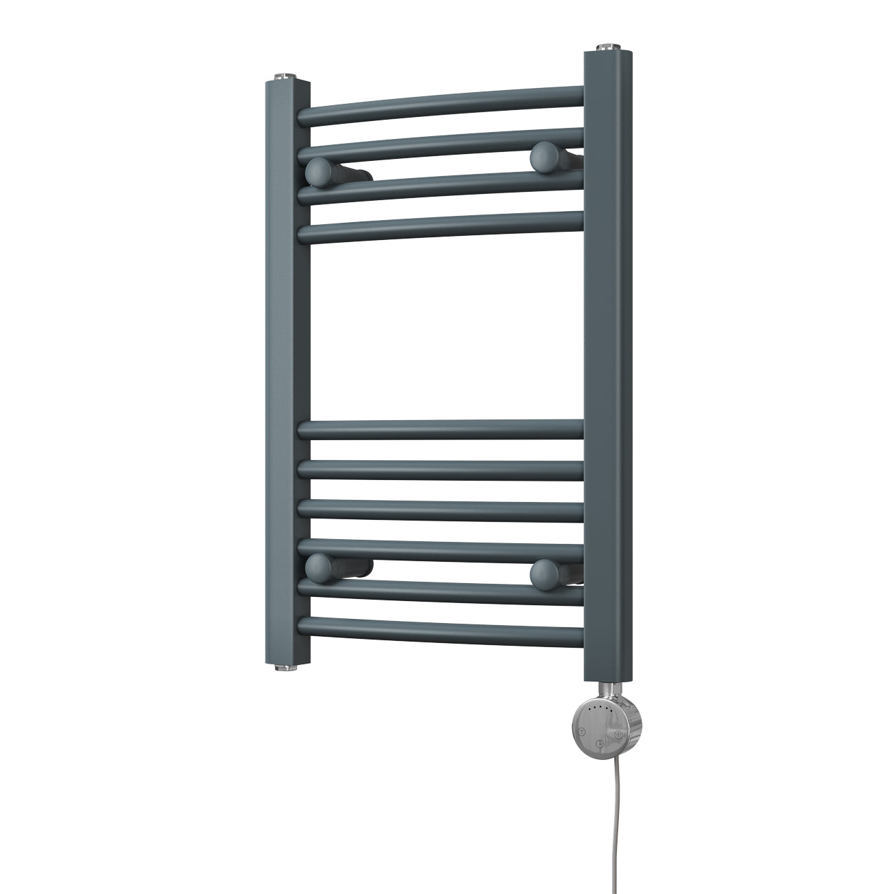 Zennor - Anthracite Electric Towel Rail H600mm x W400mm Curved 300w Thermostatic