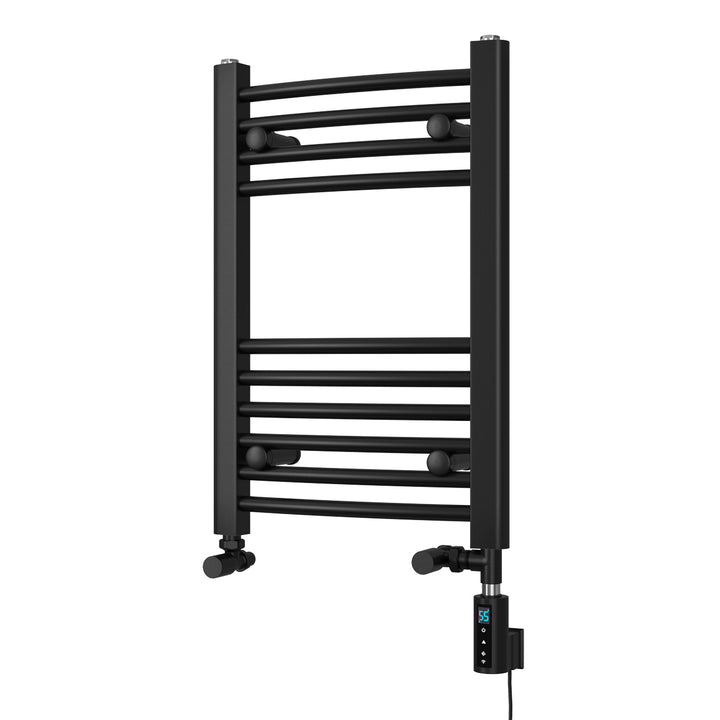 Zennor - Black Dual Fuel Towel Rail H600mm x W400mm Thermostatic WIFI - Curved