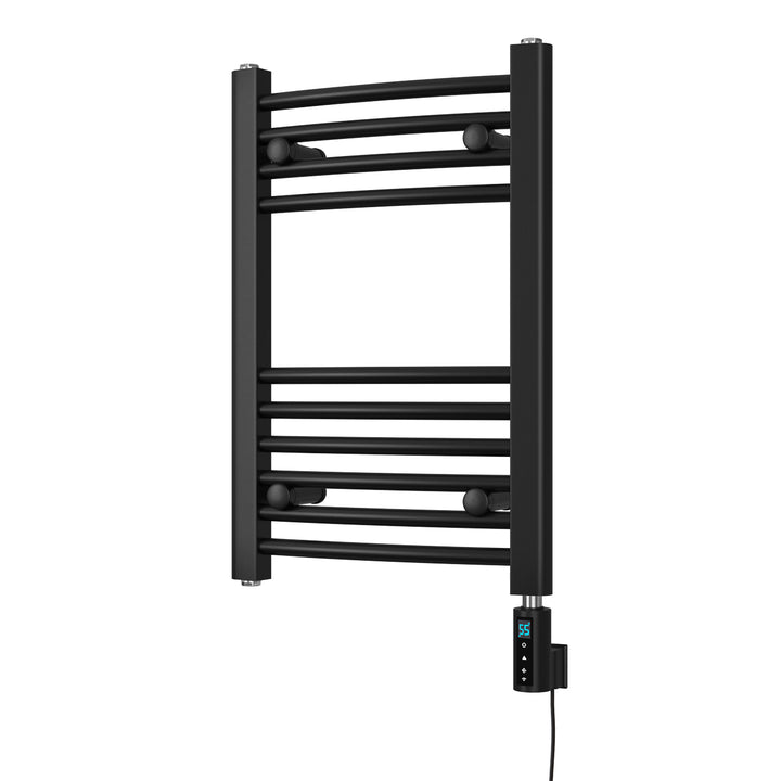 Zennor - Black Electric Towel Rail H600mm x W400mm Curved 200w Thermostatic WIFI