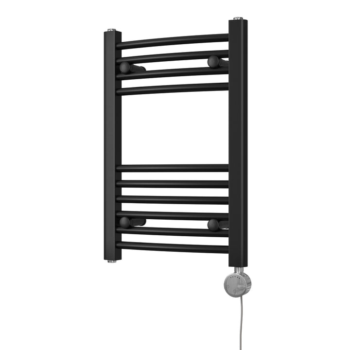 Zennor - Black Electric Towel Rail H600mm x W400mm Curved 200w Thermostatic