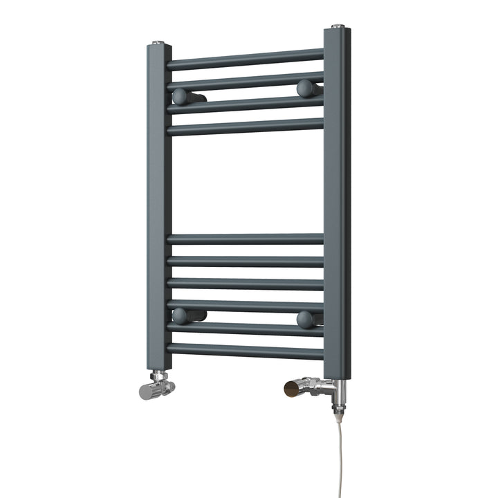 Zennor - Anthracite Dual Fuel Towel Rail H600mm x W400mm Standard - Straight