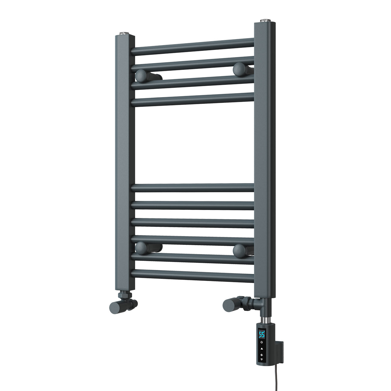 Zennor - Anthracite Dual Fuel Towel Rail H600mm x W400mm Thermostatic WIFI - Straight