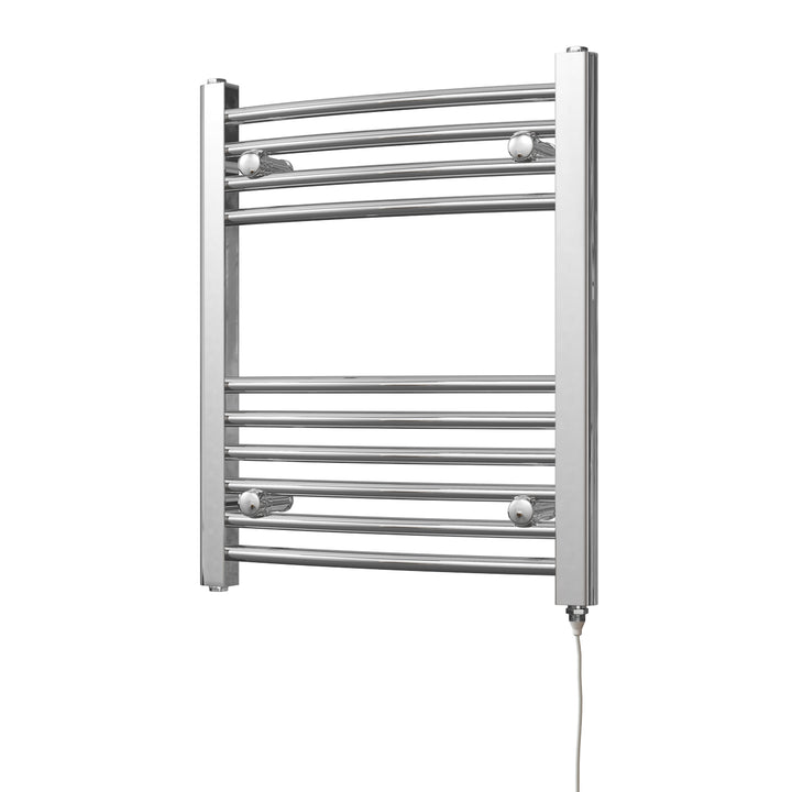 Zennor - Chrome Electric Towel Rail H600mm x W500mm Curved 150w Standard