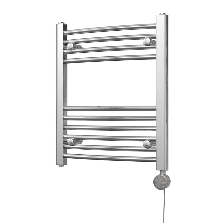 Zennor - Chrome Electric Towel Rail H600mm x W500mm Curved 200w Thermostatic