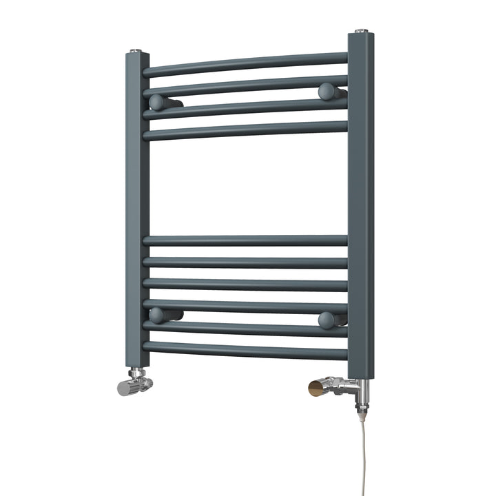 Zennor - Anthracite Dual Fuel Towel Rail H600mm x W500mm Standard - Curved