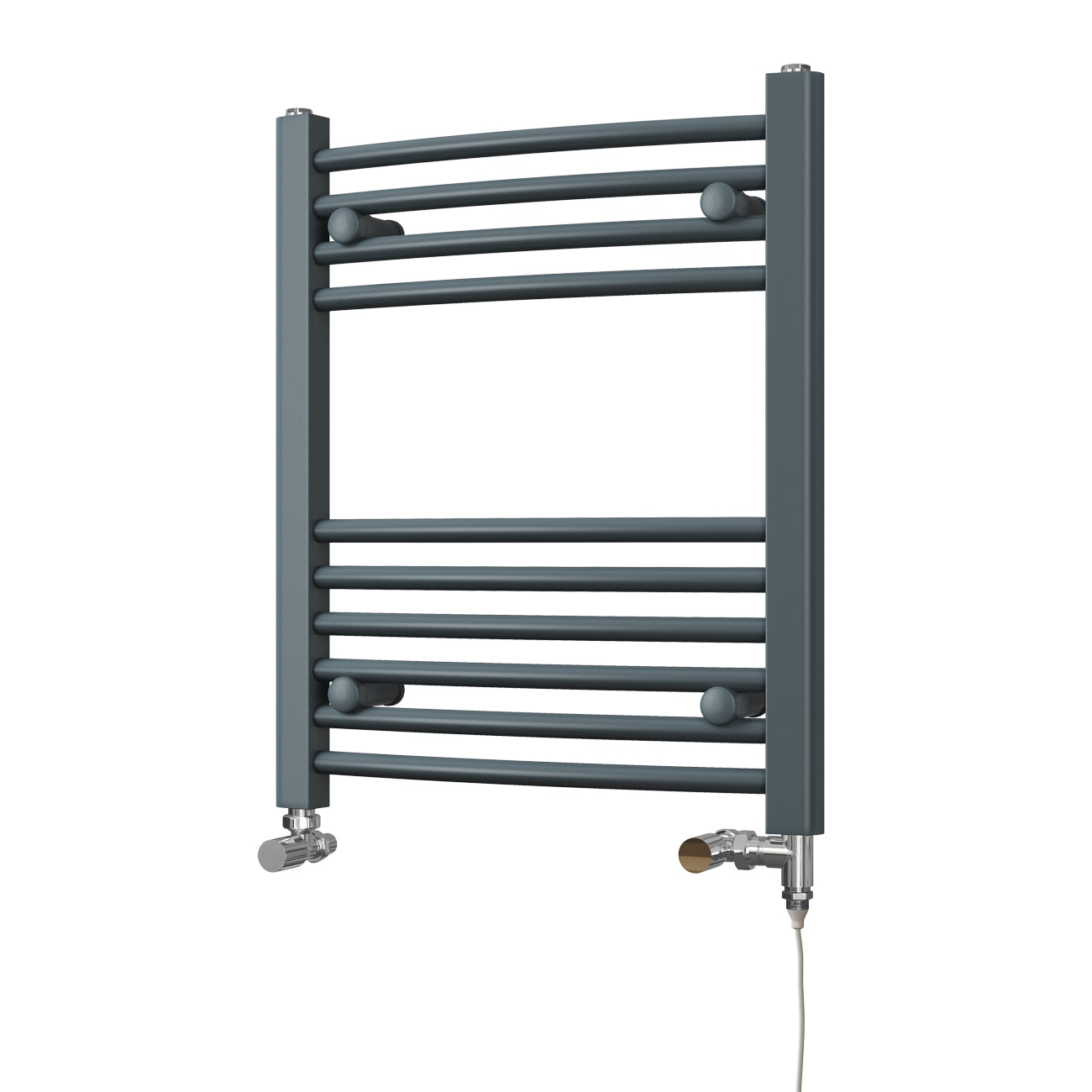 Zennor - Anthracite Dual Fuel Towel Rail H600mm x W500mm Standard - Curved