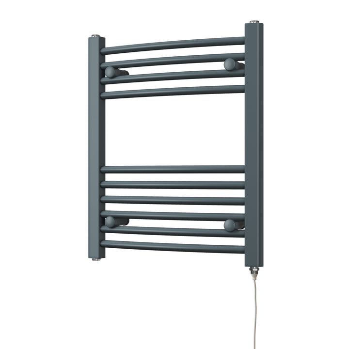 Zennor - Anthracite Electric Towel Rail H600mm x W500mm Curved 200w Standard