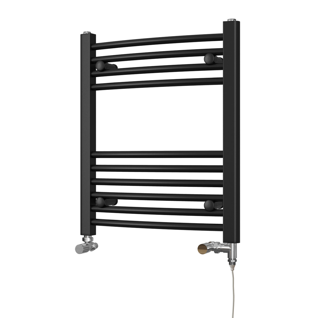 Zennor - Black Dual Fuel Towel Rail H600mm x W500mm Standard - Curved