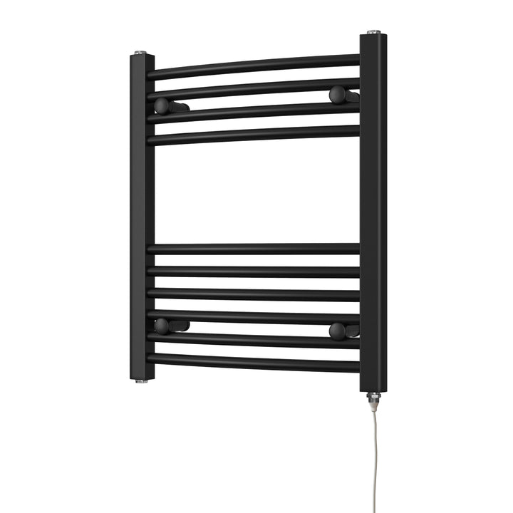 Zennor - Black Electric Towel Rail H600mm x W500mm Curved 200w Standard
