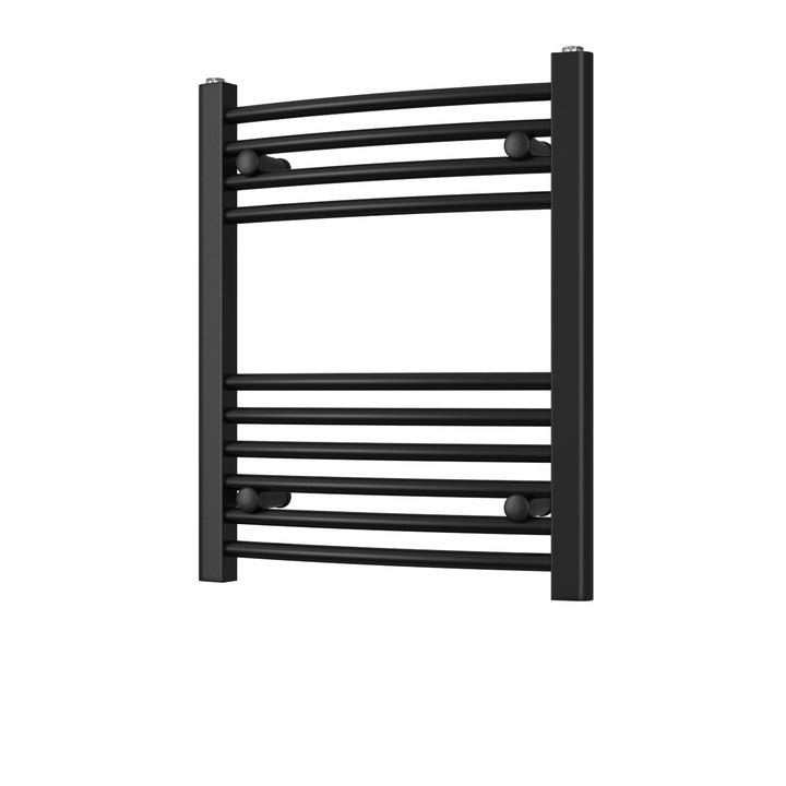Zennor - Black Heated Towel Rail - H600mm x W500mm - Curved